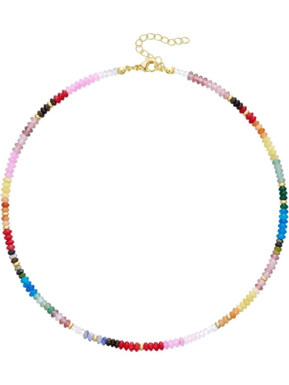 Colorful Gemstone Beaded Choker Necklace for Women | 14K Gold Plated
